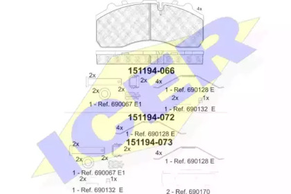 Комплект тормозных колодок ICER 151194-066