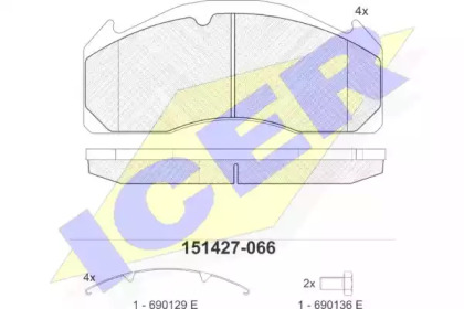 Комплект тормозных колодок ICER 151427-066