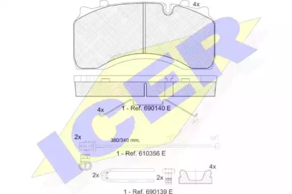 Комплект тормозных колодок ICER 151430-124