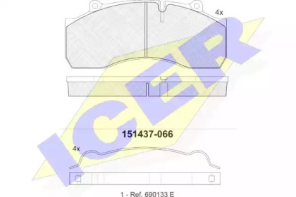 Комплект тормозных колодок ICER 151437-066