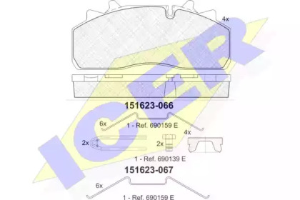 Комплект тормозных колодок ICER 151623-066