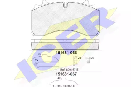 Комплект тормозных колодок ICER 151631-067