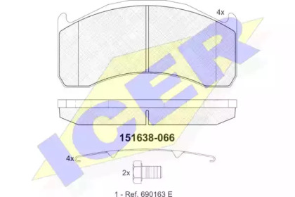 Комплект тормозных колодок ICER 151638-066