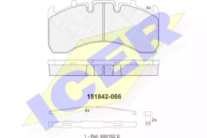 Комплект тормозных колодок ICER 151842-066