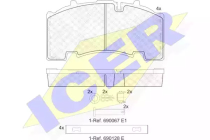 Комплект тормозных колодок ICER 152135-066