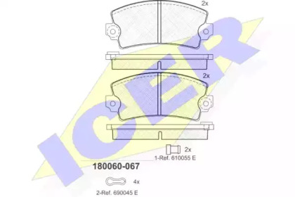 Комплект тормозных колодок ICER 180060-067