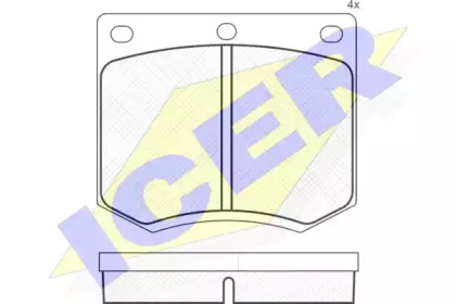 Комплект тормозных колодок, дисковый тормоз ICER 180255