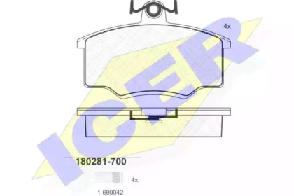 Комплект тормозных колодок ICER 180281-700