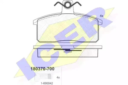 Комплект тормозных колодок ICER 180370-700