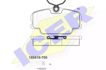 Комплект тормозных колодок ICER 180419-700