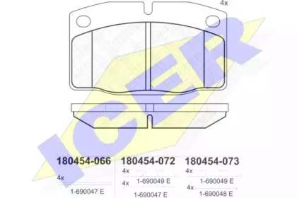 Комплект тормозных колодок ICER 180454