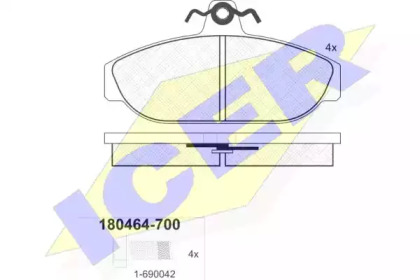 Комплект тормозных колодок ICER 180464-700