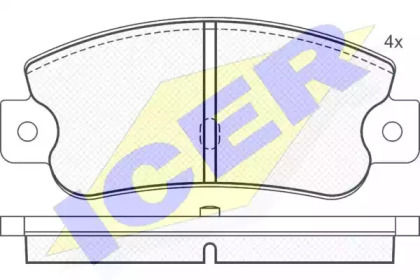 Комплект тормозных колодок ICER 180490