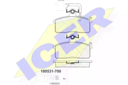 Комплект тормозных колодок ICER 180531-700