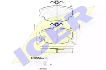 Комплект тормозных колодок ICER 180554-700