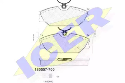 Комплект тормозных колодок ICER 180557-700