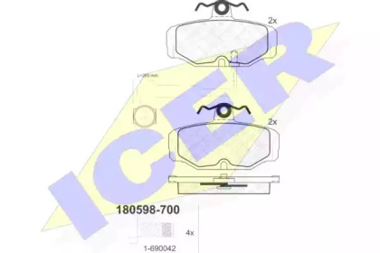 Комплект тормозных колодок ICER 180598-700