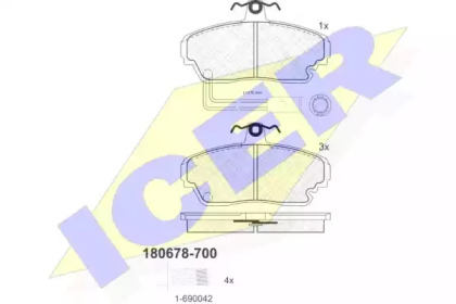 Комплект тормозных колодок ICER 180678-700