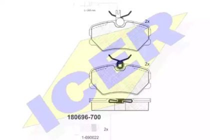 Комплект тормозных колодок ICER 180696-700