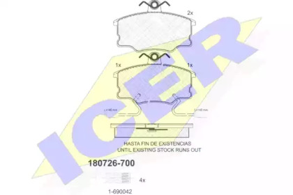 Комплект тормозных колодок ICER 180726-700
