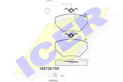Комплект тормозных колодок ICER 180729-700