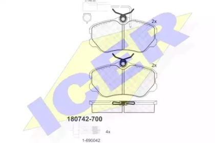 Комплект тормозных колодок ICER 180742-700