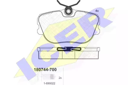 Комплект тормозных колодок ICER 180744-700
