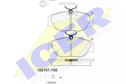 Комплект тормозных колодок ICER 180761-700