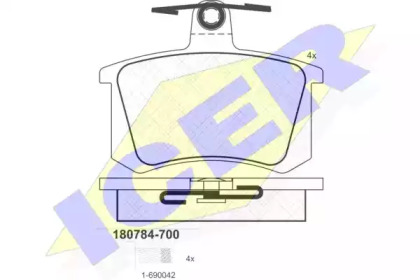 Комплект тормозных колодок ICER 180784-700