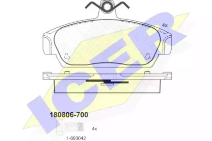 Комплект тормозных колодок ICER 180806-700