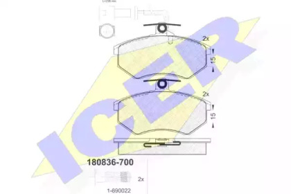 Комплект тормозных колодок ICER 180836-700