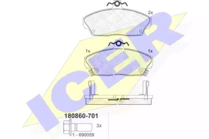 Комплект тормозных колодок ICER 180860-701