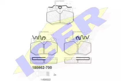 Комплект тормозных колодок ICER 180862-700