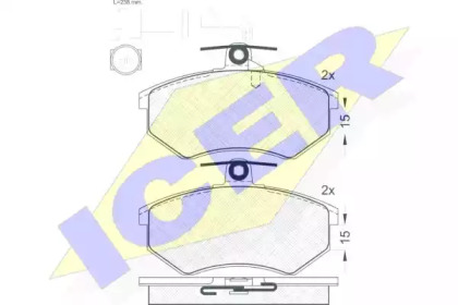 Комплект тормозных колодок ICER 180950