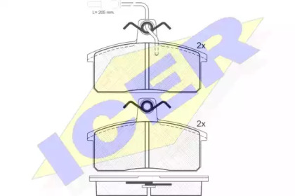 Комплект тормозных колодок ICER 180966