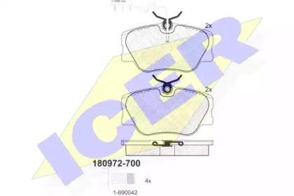Комплект тормозных колодок ICER 180972-700