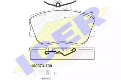 Комплект тормозных колодок ICER 180973-700