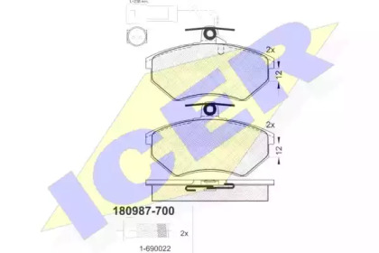 Комплект тормозных колодок ICER 180987-700