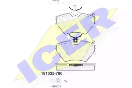 Комплект тормозных колодок ICER 181035-700