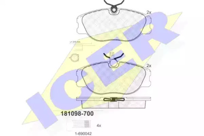 Комплект тормозных колодок ICER 181098-700