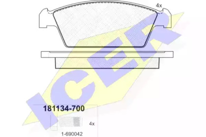 Комплект тормозных колодок ICER 181134-700