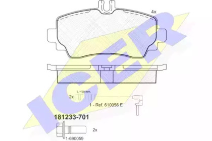 Комплект тормозных колодок ICER 181233-701