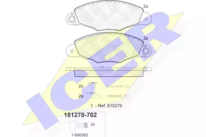 Комплект тормозных колодок ICER 181278-702