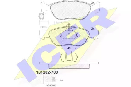 Комплект тормозных колодок ICER 181282-700