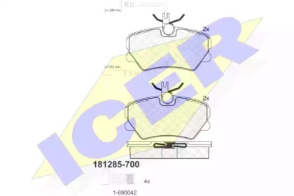 Комплект тормозных колодок ICER 181285-700