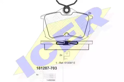 Комплект тормозных колодок ICER 181287-703