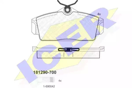 Комплект тормозных колодок ICER 181290-700