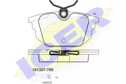 Комплект тормозных колодок ICER 181307-700