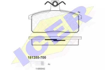 Комплект тормозных колодок ICER 181355-700