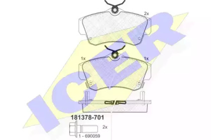 Комплект тормозных колодок ICER 181378-701